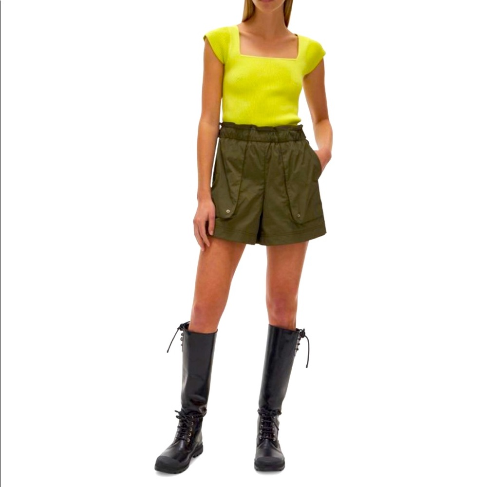Helmet Lang paper bag shorts in olive green color size XS
